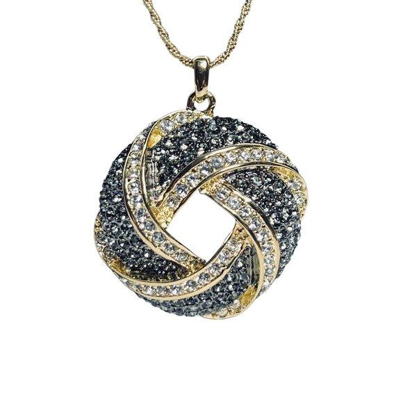 Nolan Miller Gold Tone Rope Chain Necklace With Love Knot Crystal Pendant (6006) - Picture 2 of 6